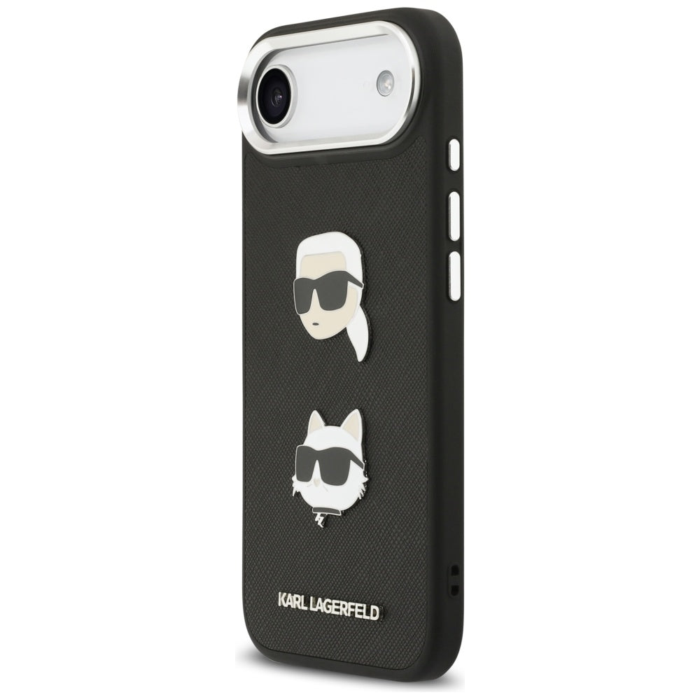 Futrola za Apple iPhone 17 Air, Karl Lagerfeld, Grained Karl & Choupette's Heads Pins and Logo, Crna