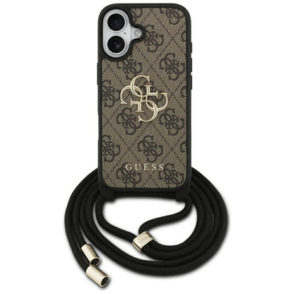 Futrola za Apple iPhone 17, Guess, 4G CBDY Big Logo with Cord Strap, Smeđa
