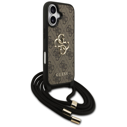 Futrola za Apple iPhone 17, Guess, 4G CBDY Big Logo with Cord Strap, Smeđa