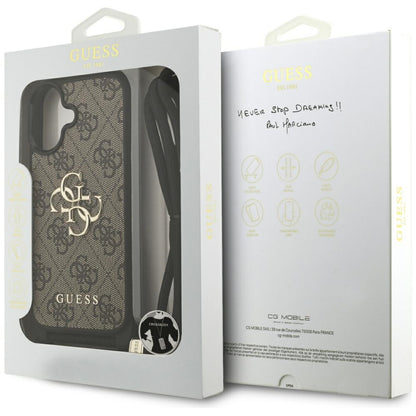 Futrola za Apple iPhone 17, Guess, 4G CBDY Big Logo with Cord Strap, Smeđa
