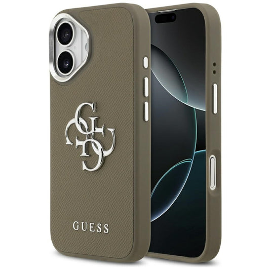 Futrola za Apple iPhone 17, Guess, 4G Grained Big And Classic Logo, Smeđe Srebrna