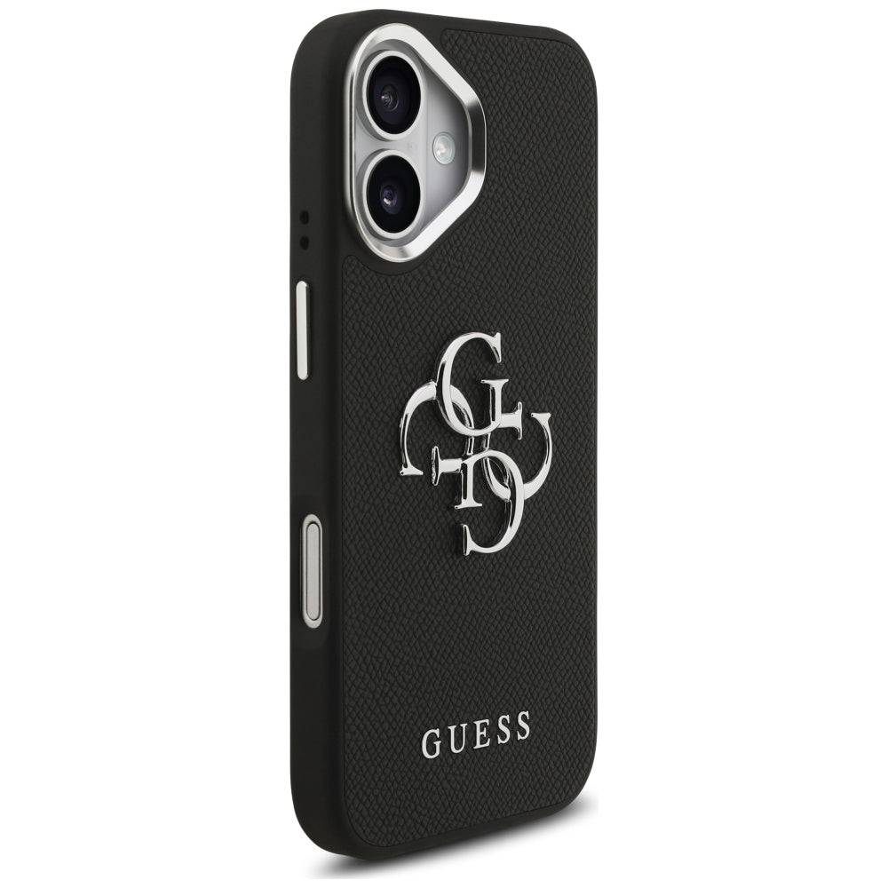 Futrola za Apple iPhone 17, Guess, 4G Grained Big and Classic Logo, Crno Srebrna