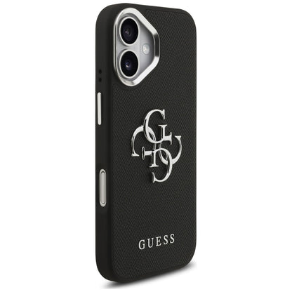 Futrola za Apple iPhone 17, Guess, 4G Grained Big and Classic Logo, Crno Srebrna