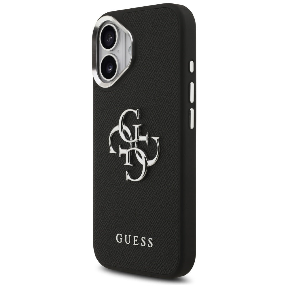 Futrola za Apple iPhone 17, Guess, 4G Grained Big and Classic Logo, Crno Srebrna