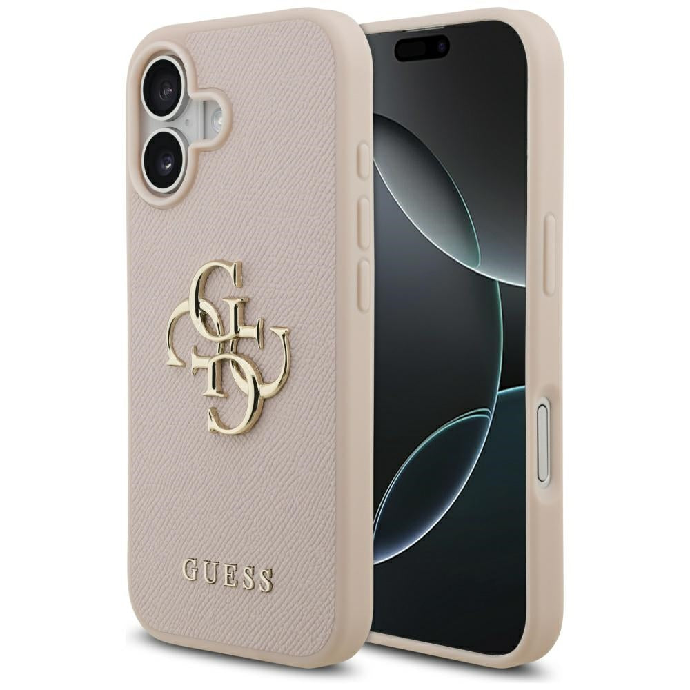 Futrola za Apple iPhone 17, Guess, 4G Grained Big and Classic Logo, Roza