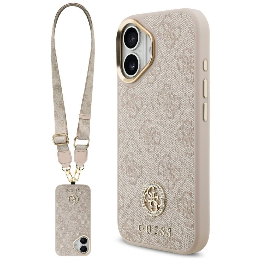 Futrola za Apple iPhone 17, Guess, 4G Strass Logo and Big Strap, Roza