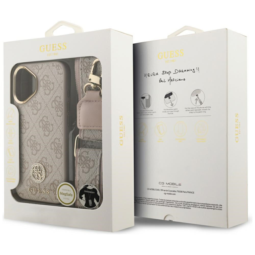 Futrola za Apple iPhone 17, Guess, 4G Strass Logo and Big Strap, Roza