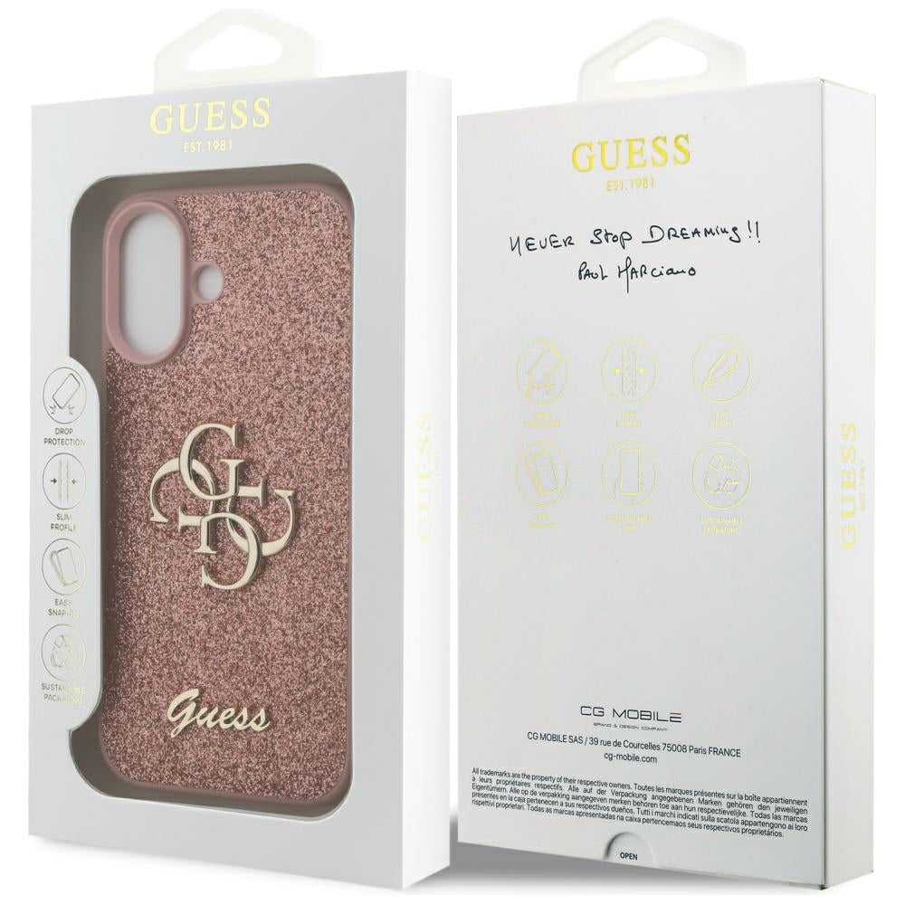 Futrola za Apple iPhone 17, Guess, Fixed Glitter Big 4G, Roza