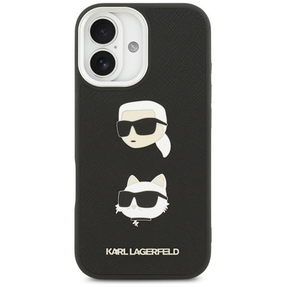 Futrola za Apple iPhone 17, Karl Lagerfeld, Grained Karl & Choupette's Heads Pins and Logo, Crna