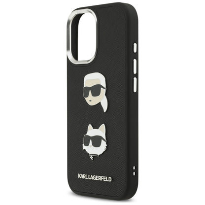 Futrola za Apple iPhone 17, Karl Lagerfeld, Grained Karl & Choupette's Heads Pins and Logo, Crna