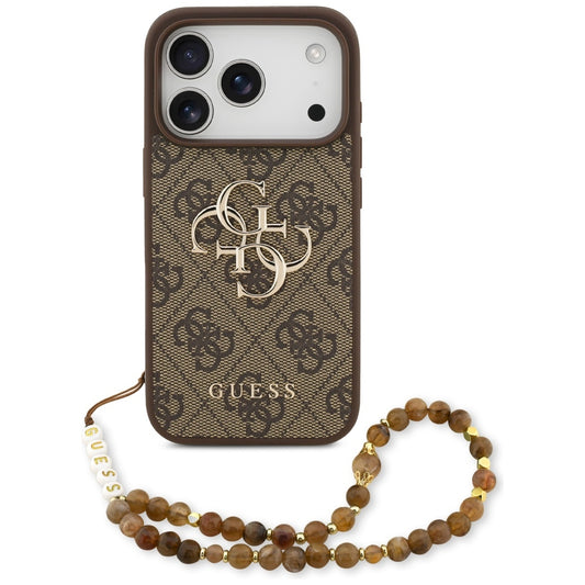 Futrola za Apple iPhone 17 Pro, Guess, 4G Classic Logo s perlom, smeđa