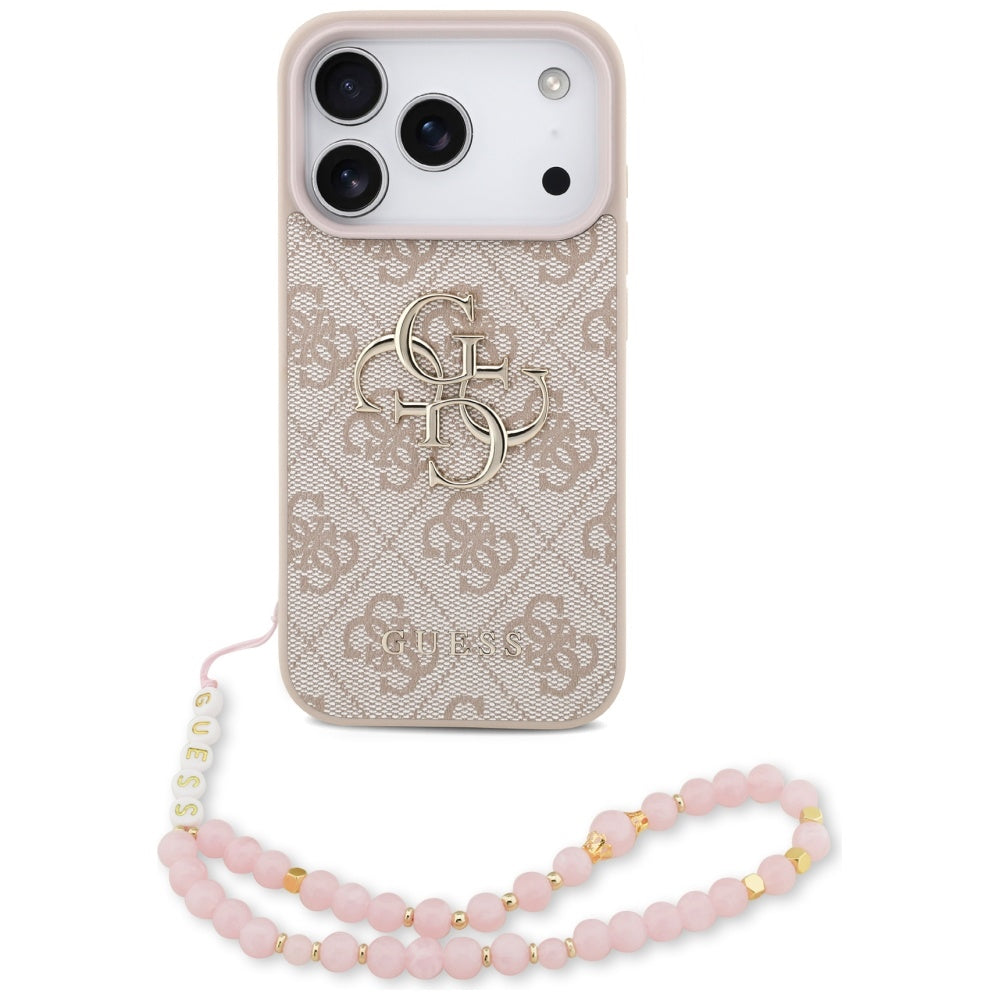 Futrola za Apple iPhone 17 Pro, Guess, 4G Classic Logo with Strap, Roza