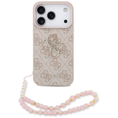 Futrola za Apple iPhone 17 Pro, Guess, 4G Classic Logo with Strap, Roza