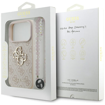 Futrola za Apple iPhone 17 Pro, Guess, 4G Classic Logo with Strap, Roza
