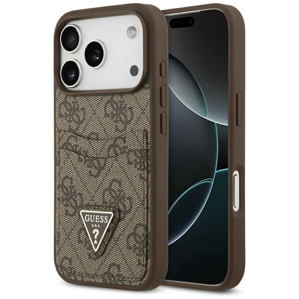 Futrola za Apple iPhone 17 Pro, Guess, 4G Double Card Triangle, smeđa