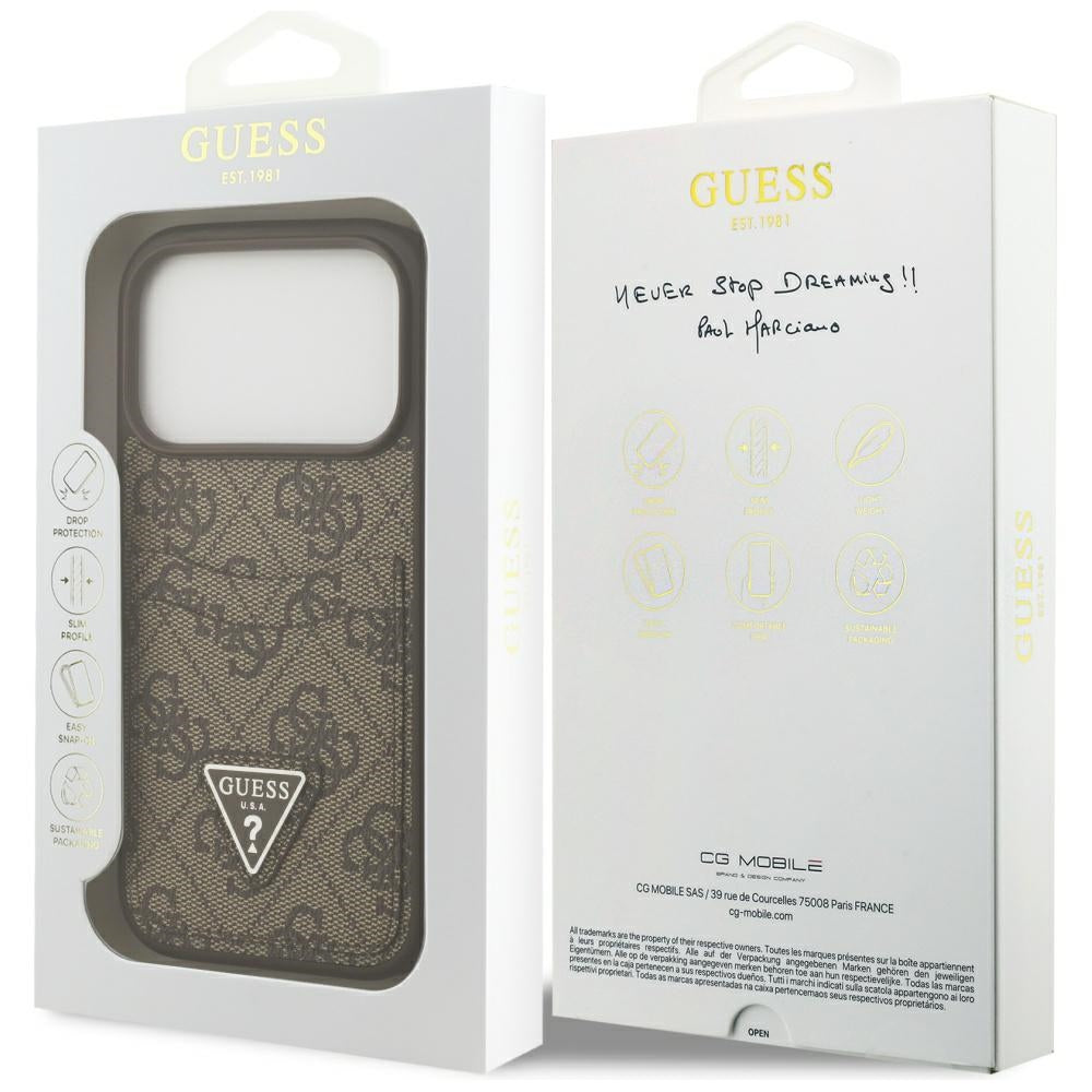 Futrola za Apple iPhone 17 Pro, Guess, 4G Double Card Triangle, smeđa