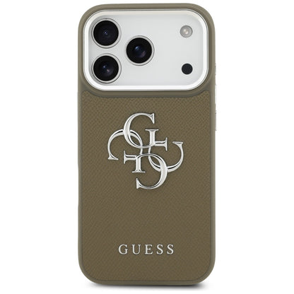Futrola za Apple iPhone 17 Pro, Guess, 4G Grained Big And Classic Logo, Smeđe Srebrna