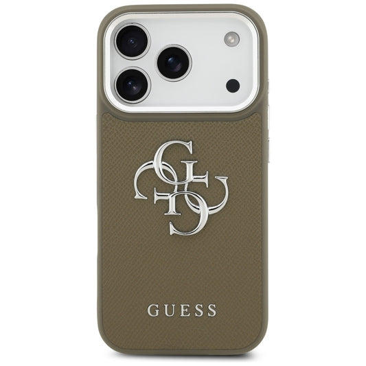 Futrola za Apple iPhone 17 Pro, Guess, 4G Grained Big And Classic Logo, Smeđe Srebrna