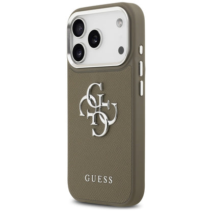 Futrola za Apple iPhone 17 Pro, Guess, 4G Grained Big And Classic Logo, Smeđe Srebrna