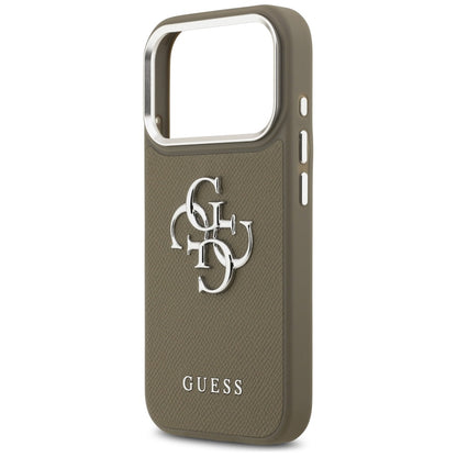 Futrola za Apple iPhone 17 Pro, Guess, 4G Grained Big And Classic Logo, Smeđe Srebrna