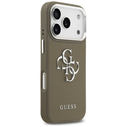 Futrola za Apple iPhone 17 Pro, Guess, 4G Grained Big And Classic Logo, Smeđe Srebrna