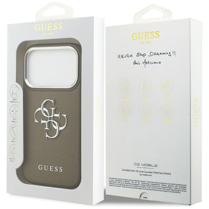 Futrola za Apple iPhone 17 Pro, Guess, 4G Grained Big And Classic Logo, Smeđe Srebrna
