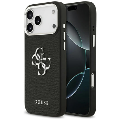 Futrola za Apple iPhone 17 Pro, Guess, 4G Grained Big and Classic Logo, Crno Srebrna