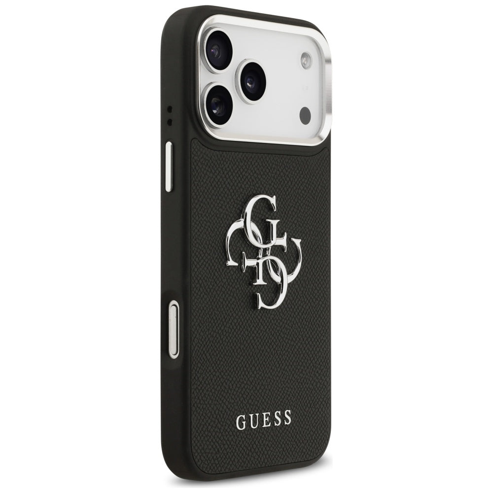 Futrola za Apple iPhone 17 Pro, Guess, 4G Grained Big and Classic Logo, Crno Srebrna