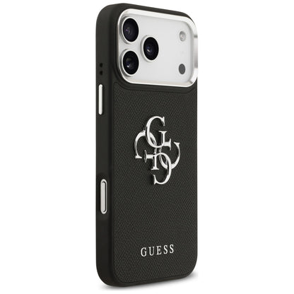 Futrola za Apple iPhone 17 Pro, Guess, 4G Grained Big and Classic Logo, Crno Srebrna