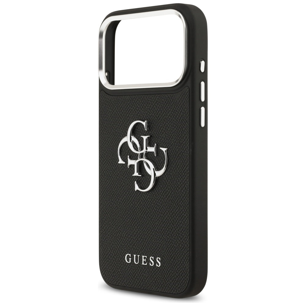 Futrola za Apple iPhone 17 Pro, Guess, 4G Grained Big and Classic Logo, Crno Srebrna