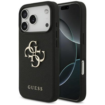 Futrola za Apple iPhone 17 Pro, Guess, 4G Grained Big and Classic Logo, Crna