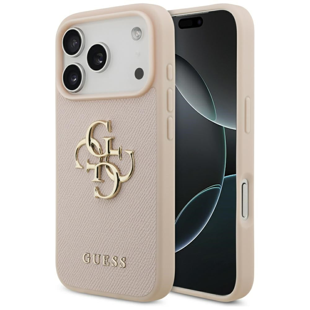 Futrola za Apple iPhone 17 Pro, Guess, 4G Grained Big and Classic Logo, Roza