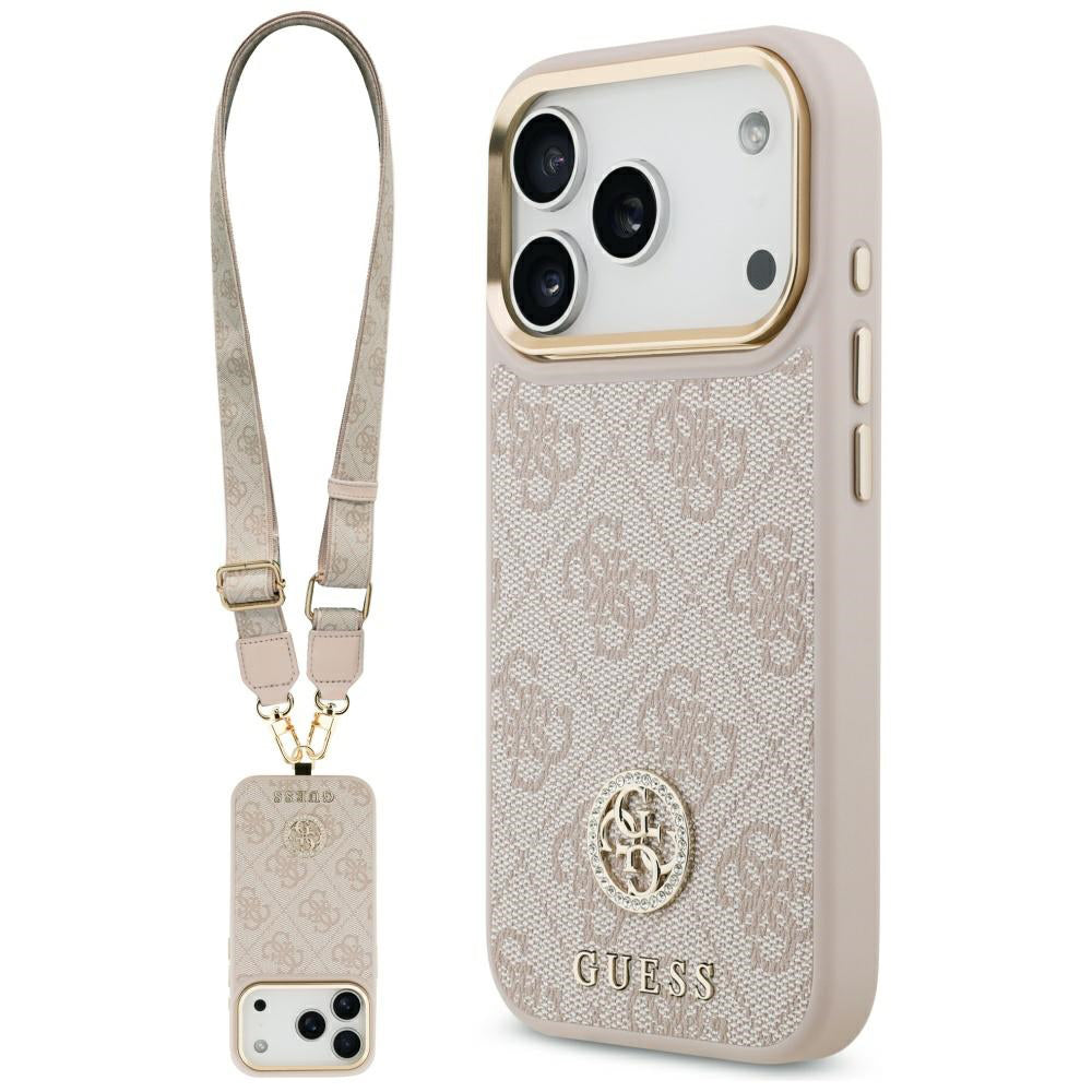 Futrola za Apple iPhone 17 Pro, Guess, 4G Strass Logo and Big Strap, Roza