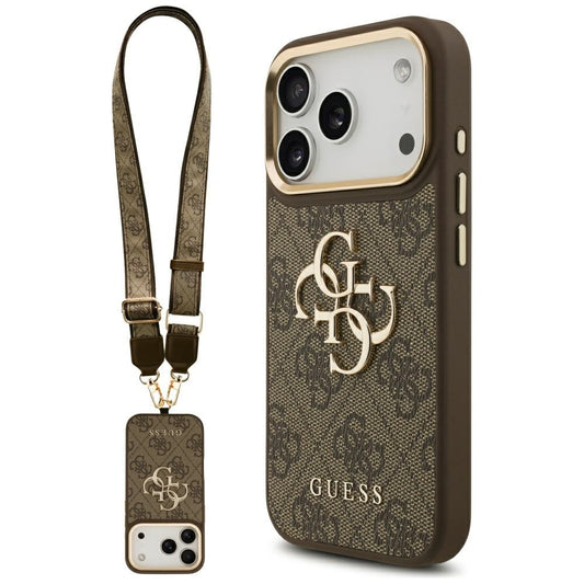 Futrola za Apple iPhone 17 Pro, Guess, Big 4G Classic Logo with Big Strap, Smeđa