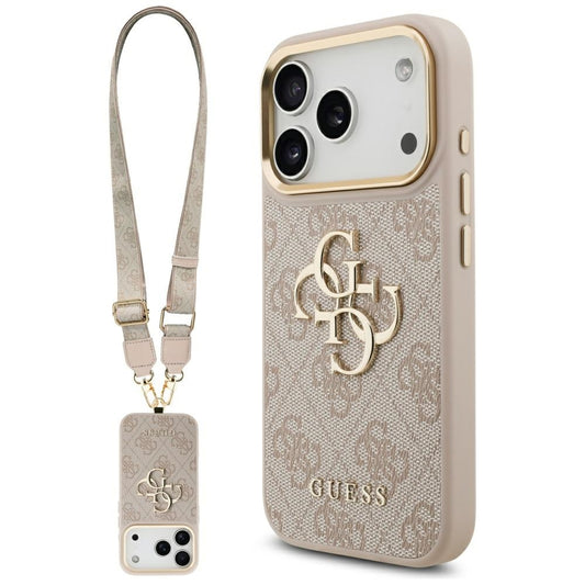 Futrola za Apple iPhone 17 Pro, Guess, Big 4G Classic Logo with Big Strap, Roza