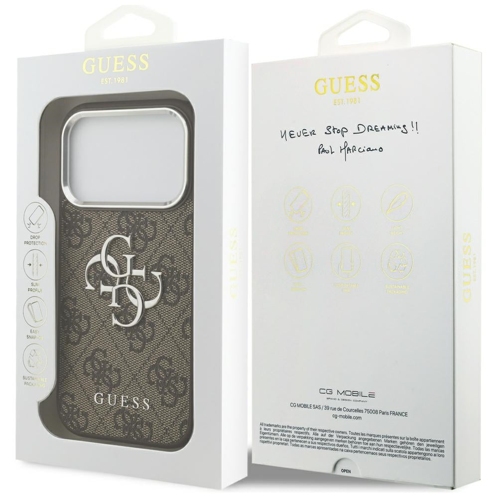 Futrola za Apple iPhone 17 Pro, Guess, Big 4G Logo Classic, Smeđe Srebrna