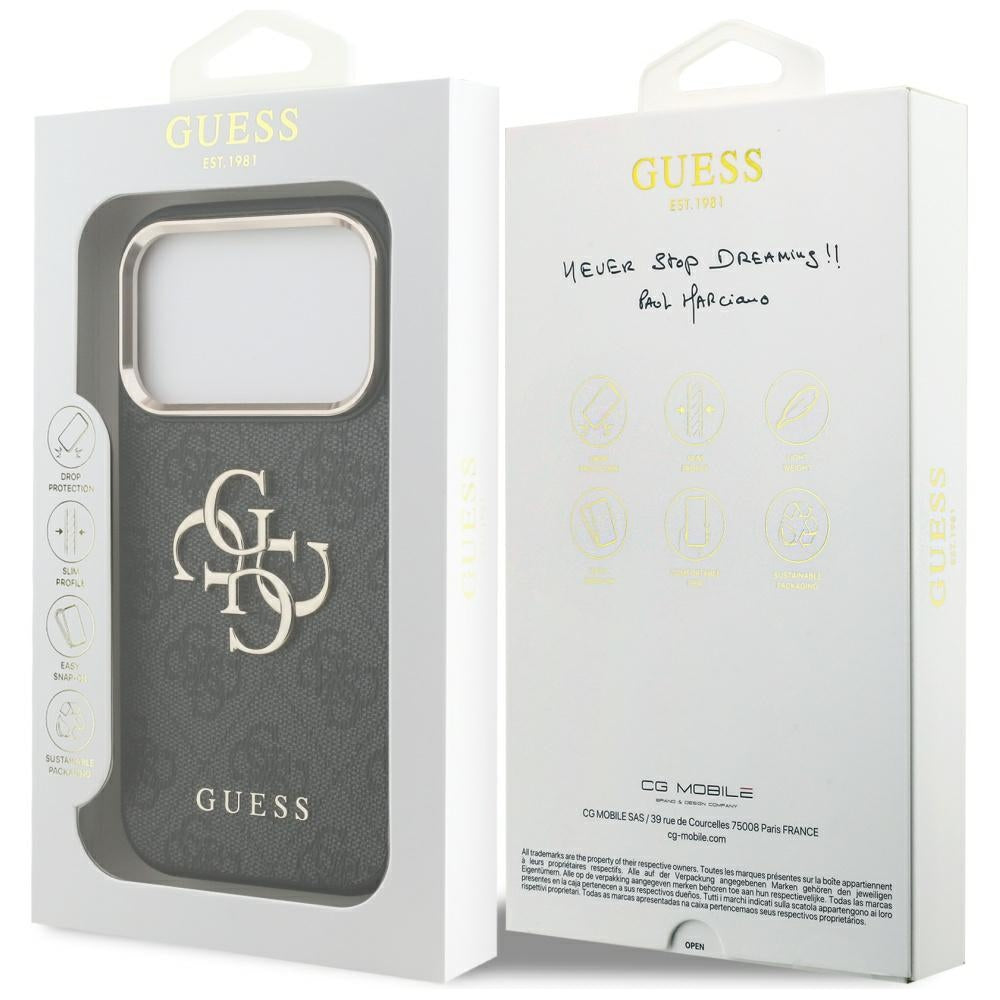 Futrola za Apple iPhone 17 Pro, Guess, Big 4G Logo Classic, Crno Zlatna