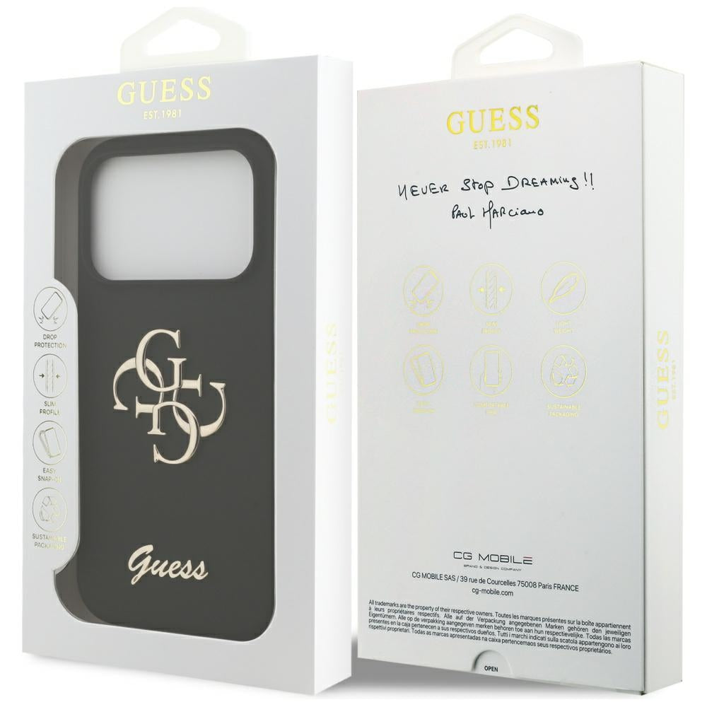 Futrola za Apple iPhone 17 Pro, Guess, Big 4G Script, Crna