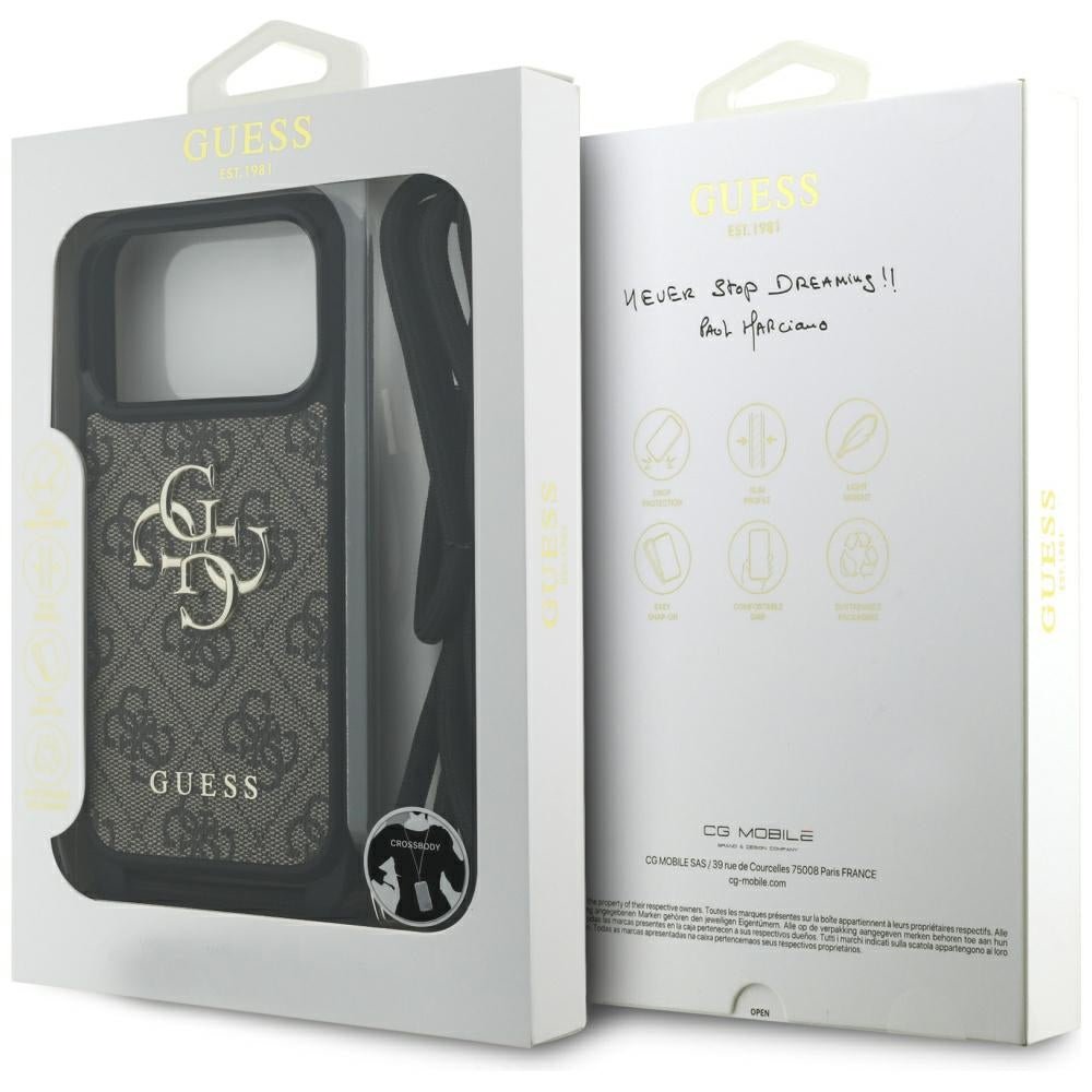 Futrola za Apple iPhone 17 Pro, Guess, Crossbody Cord 4G Big Log, smeđa