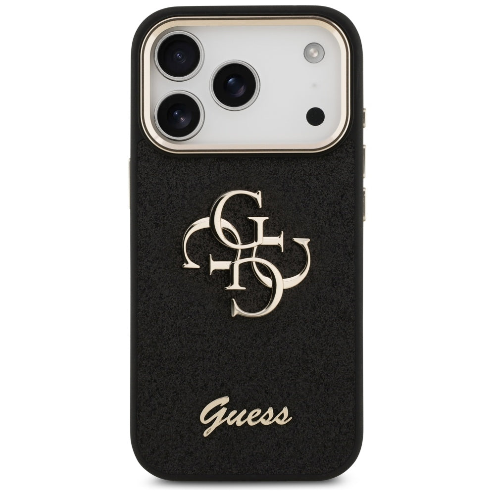 Futrola za Apple iPhone 17 Pro, Guess, Fixed Glitter Big 4G Metal Frame, Crna