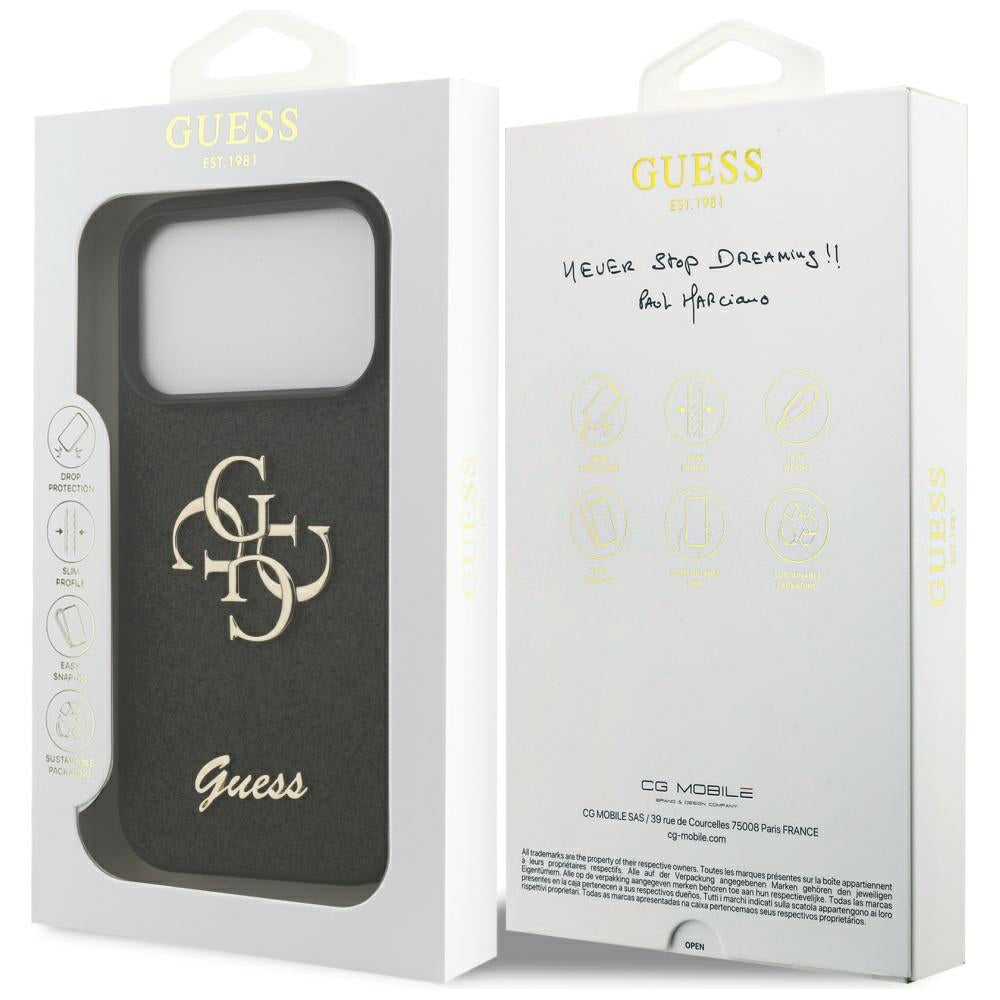 Futrola za Apple iPhone 17 Pro, Guess, Fixed Glitter Big 4G, Crna