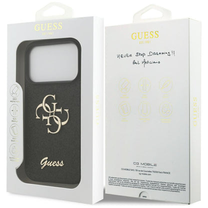Futrola za Apple iPhone 17 Pro, Guess, Fixed Glitter Big 4G, Crna