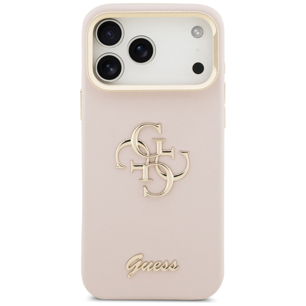 Futrola za Apple iPhone 17 Pro, Guess, Grained Big 4G Stand Camera, Roza