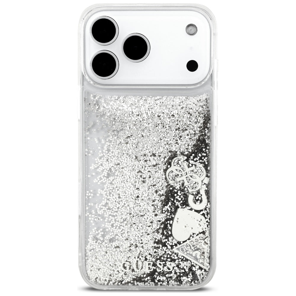 Futrola za Apple iPhone 17 Pro, Guess, Liquid Glitter Charms, Srebrna