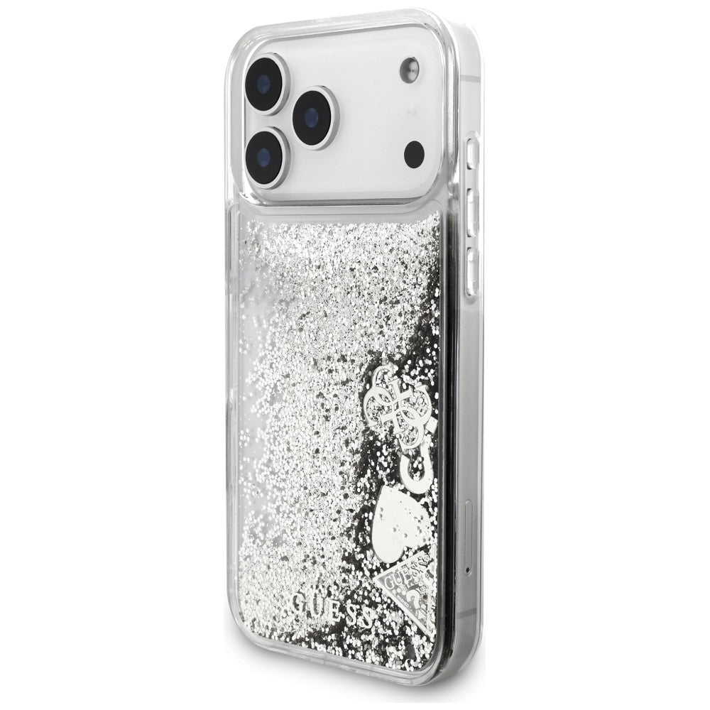 Futrola za Apple iPhone 17 Pro, Guess, Liquid Glitter Charms, Srebrna