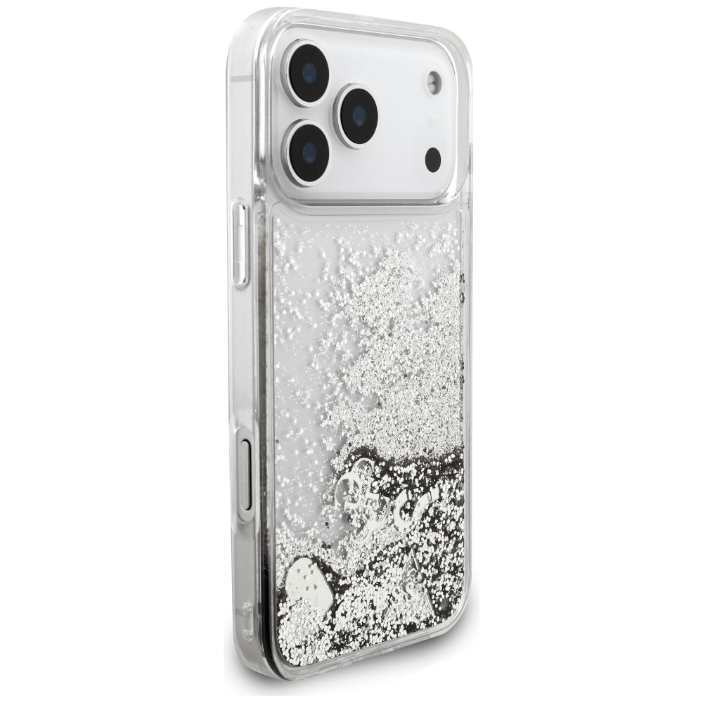 Futrola za Apple iPhone 17 Pro, Guess, Liquid Glitter Charms, Srebrna