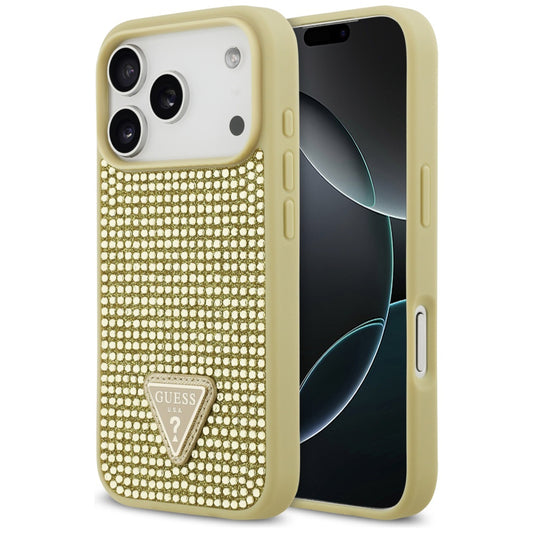 Futrola za Apple iPhone 17 Pro, Guess, Rhinestone Triangle Logo, Zlatna