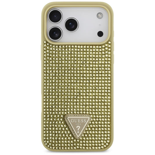 Futrola za Apple iPhone 17 Pro, Guess, Rhinestone Triangle Logo, Zlatna