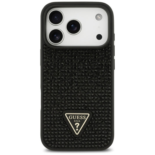 Futrola za Apple iPhone 17 Pro, Guess, Rhinestone Triangle Logo, Crna