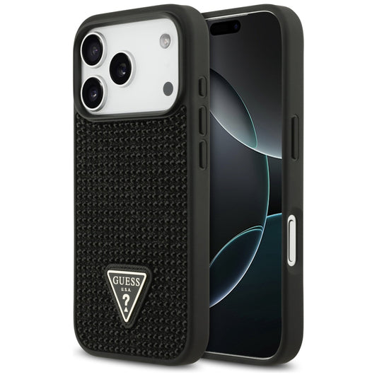 Futrola za Apple iPhone 17 Pro, Guess, Rhinestone Triangle Logo, Crna